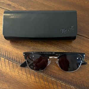 Mens Persol polarized black silver sunglasses